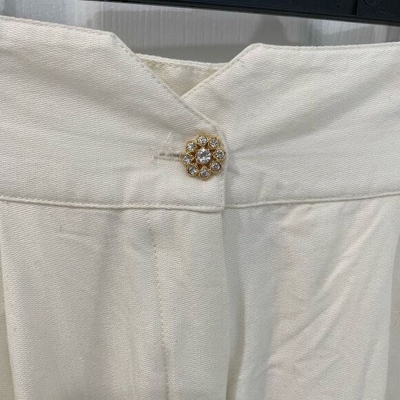 Tina Hägen Vintage Cream Broach Polyester Wide Leg Pants Women’s Size P Small - Picture 4 of 6